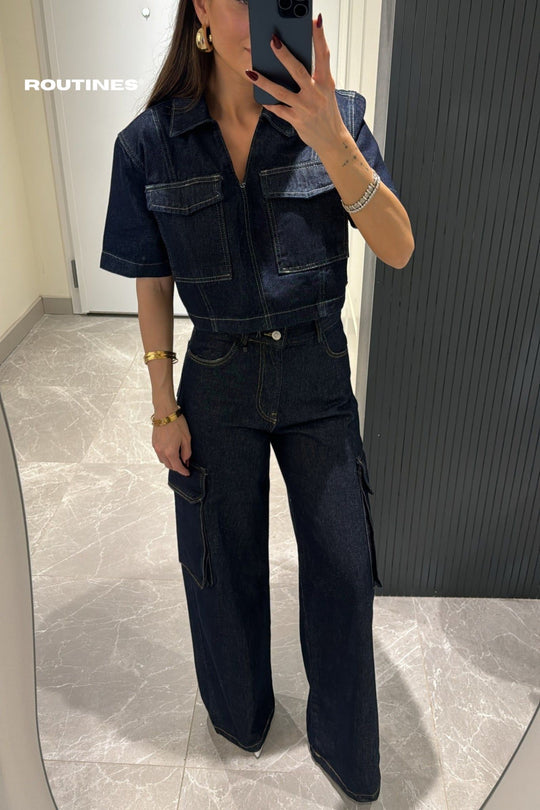 Routines Two Piece Cargo Denim Set 0150 Set Routines Fashion