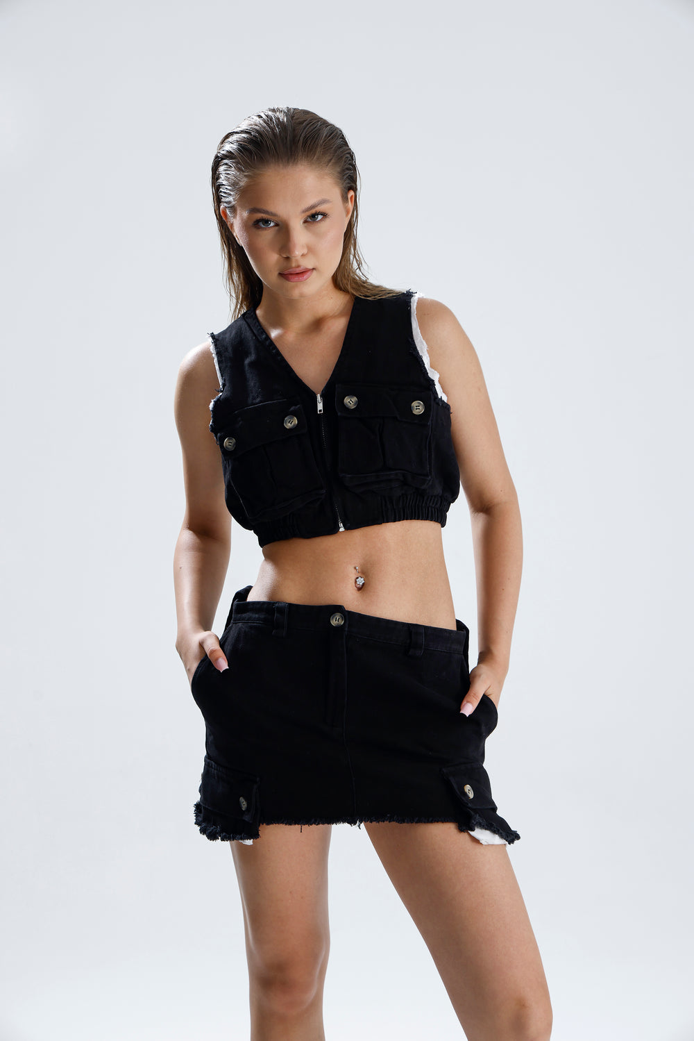 Routines Two Piece Cargo Set - Black 522020623 Set Routines Fashion