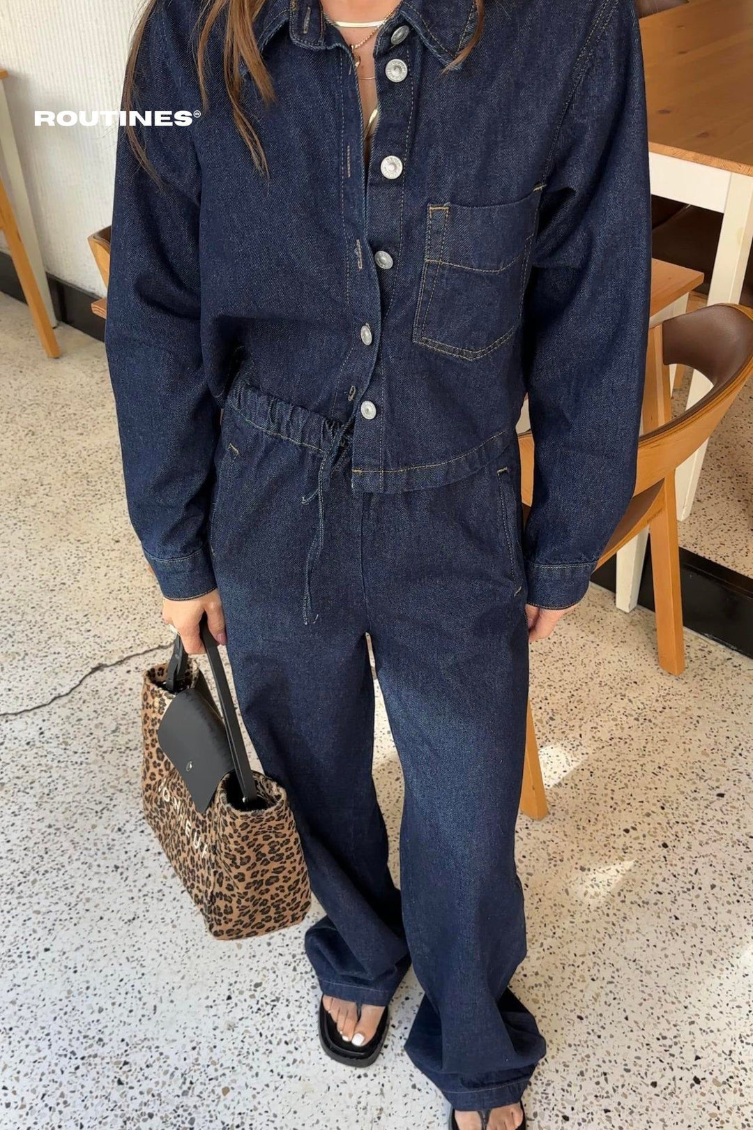 Routines Two Piece Denim Jogger Set 0185 Set Routines Fashion