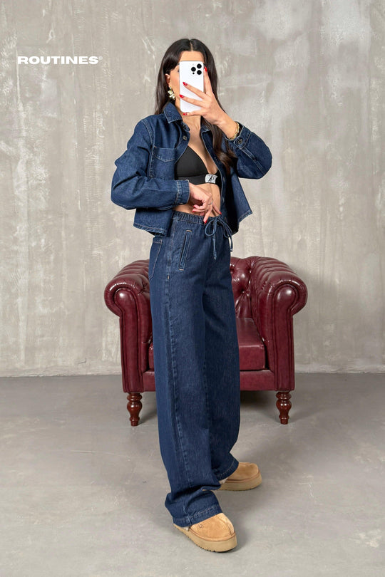 Routines Two Piece Denim Jogger Set 0185 Set Routines Fashion