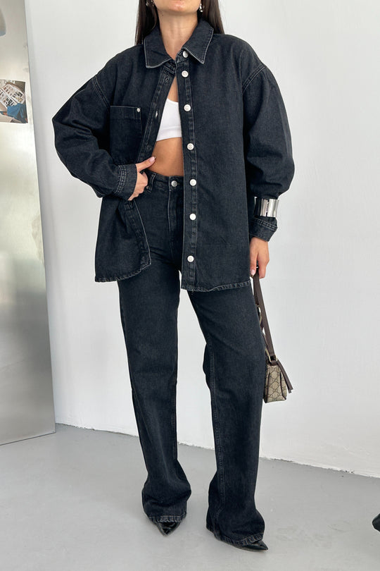 Routines Two Piece Denim Set - Black - Tall 1444-2 Set Routines Fashion