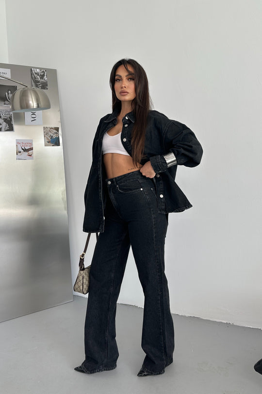 Routines Two Piece Denim Set - Black - Tall 1444-2 Set Routines Fashion