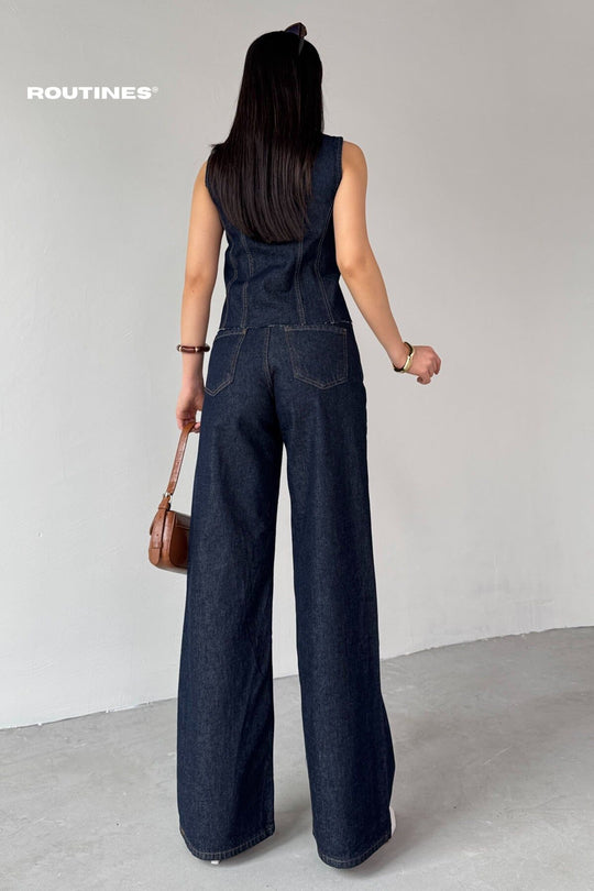 Routines Two Piece Denim Vest Set 0199 Set Routines Fashion