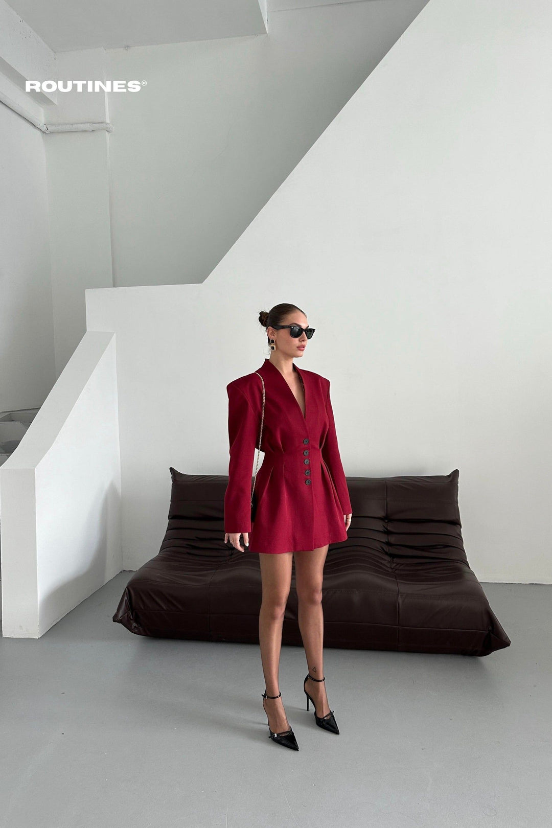 Routines Two Piece Tailored Blazer Set - Bordeaux 912075 Set Routines Fashion