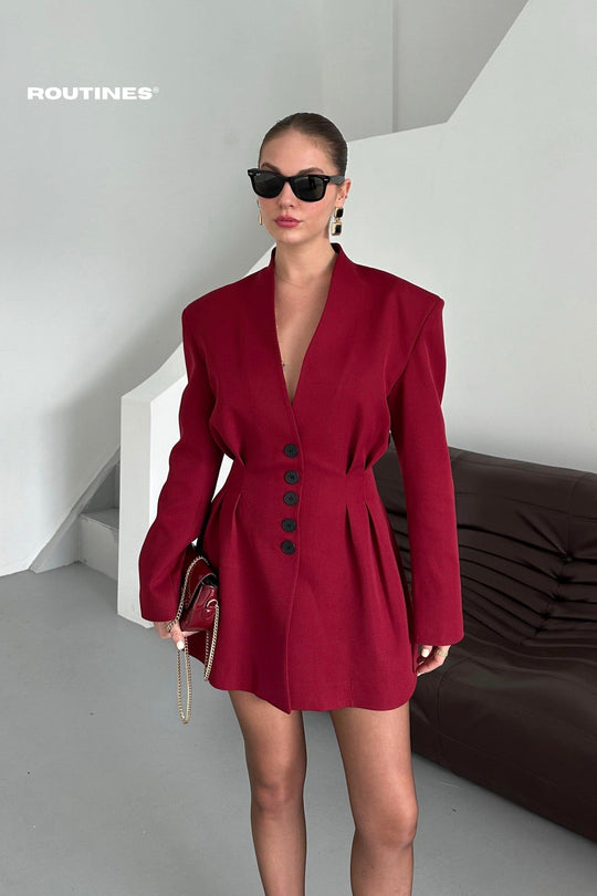 Routines Two Piece Tailored Blazer Set - Bordeaux 912075 Set Routines Fashion