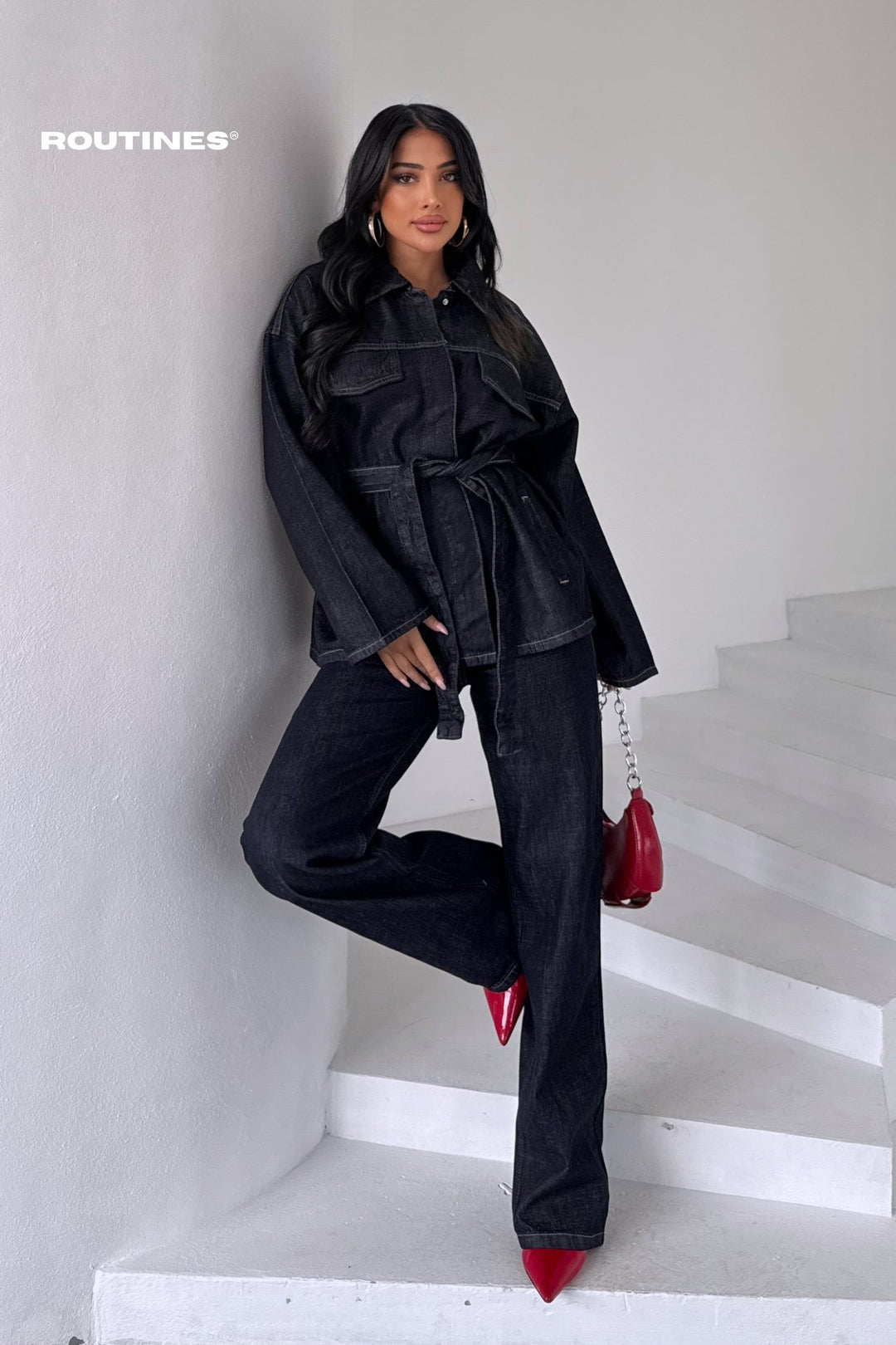 Routines Two Piece Tie Up Denim Set - Tall 10004 Set Routines Fashion