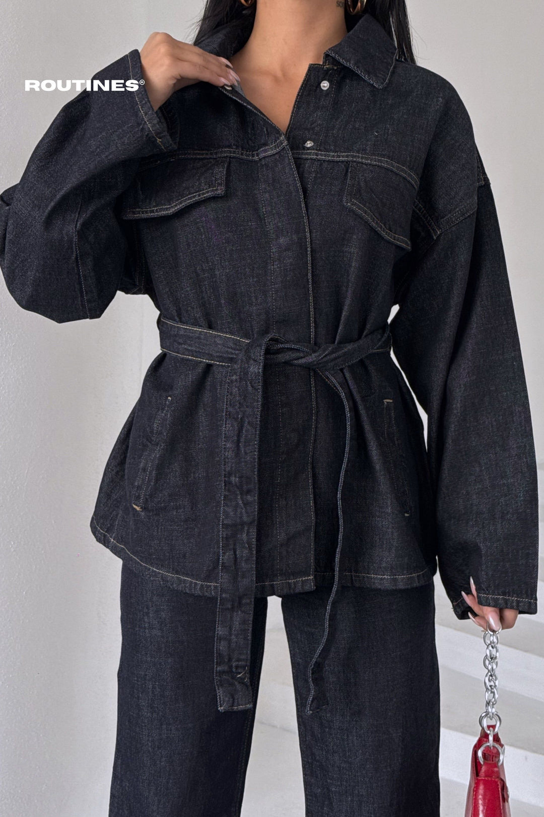 Routines Two Piece Tie Up Denim Set - Tall 10004 Set Routines Fashion