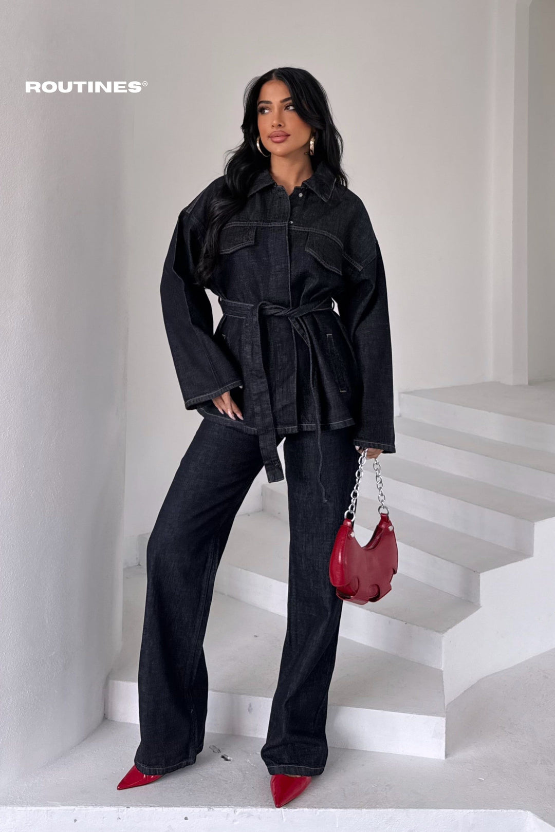 Routines Two Piece Tie Up Denim Set - Tall 10004 Set Routines Fashion