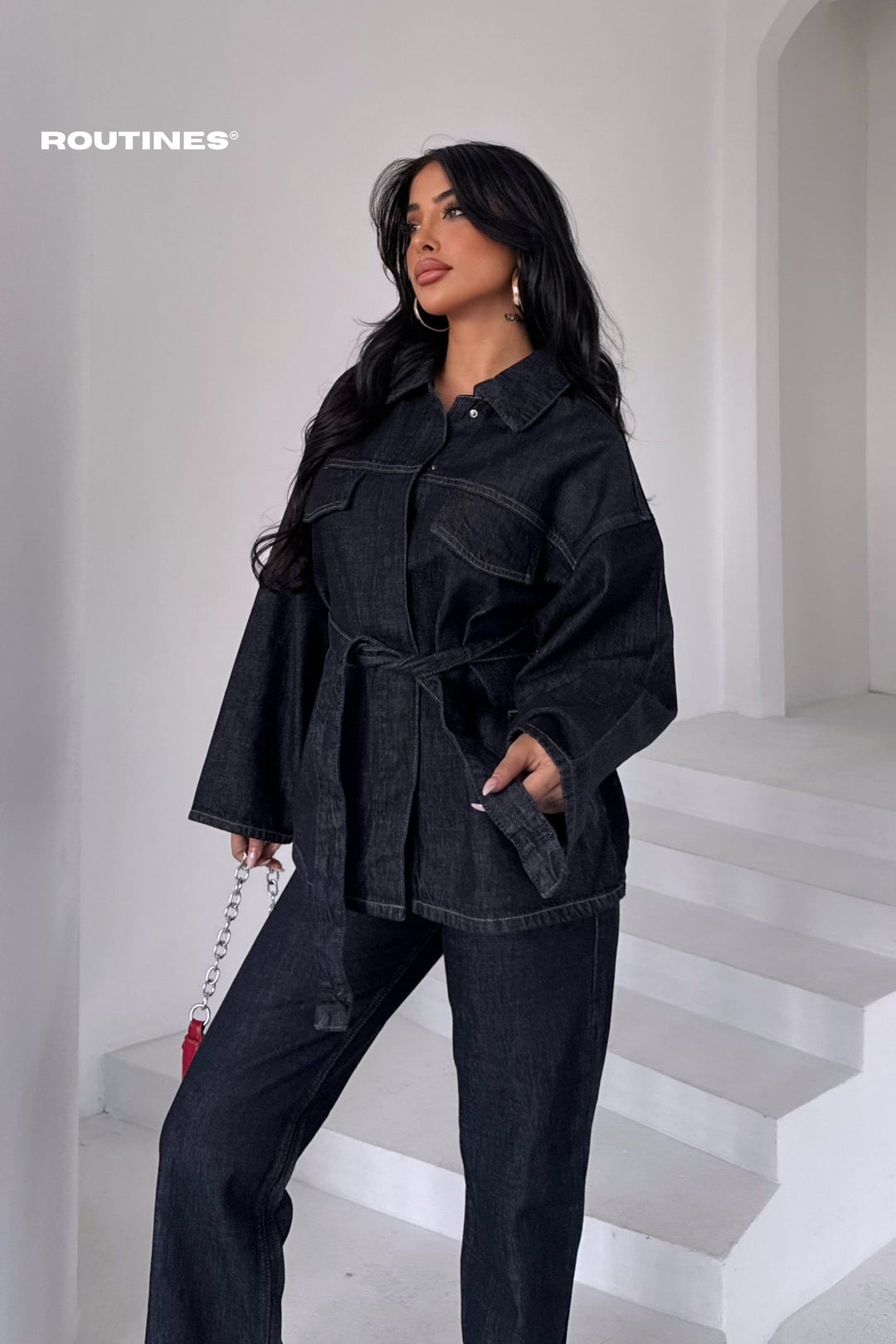 Routines Two Piece Tie Up Denim Set - Tall 10004 Set Routines Fashion