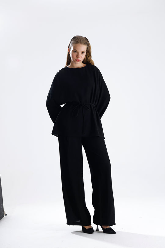Routines Two Piece Tie Up Set - Black 4125 Set Routines Fashion