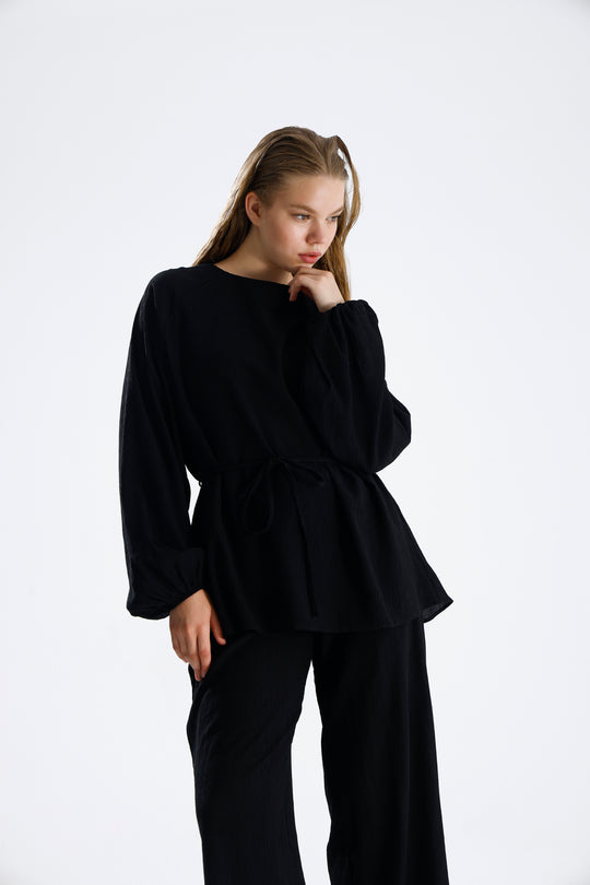 Routines Two Piece Tie Up Set - Black 4125 Set Routines Fashion