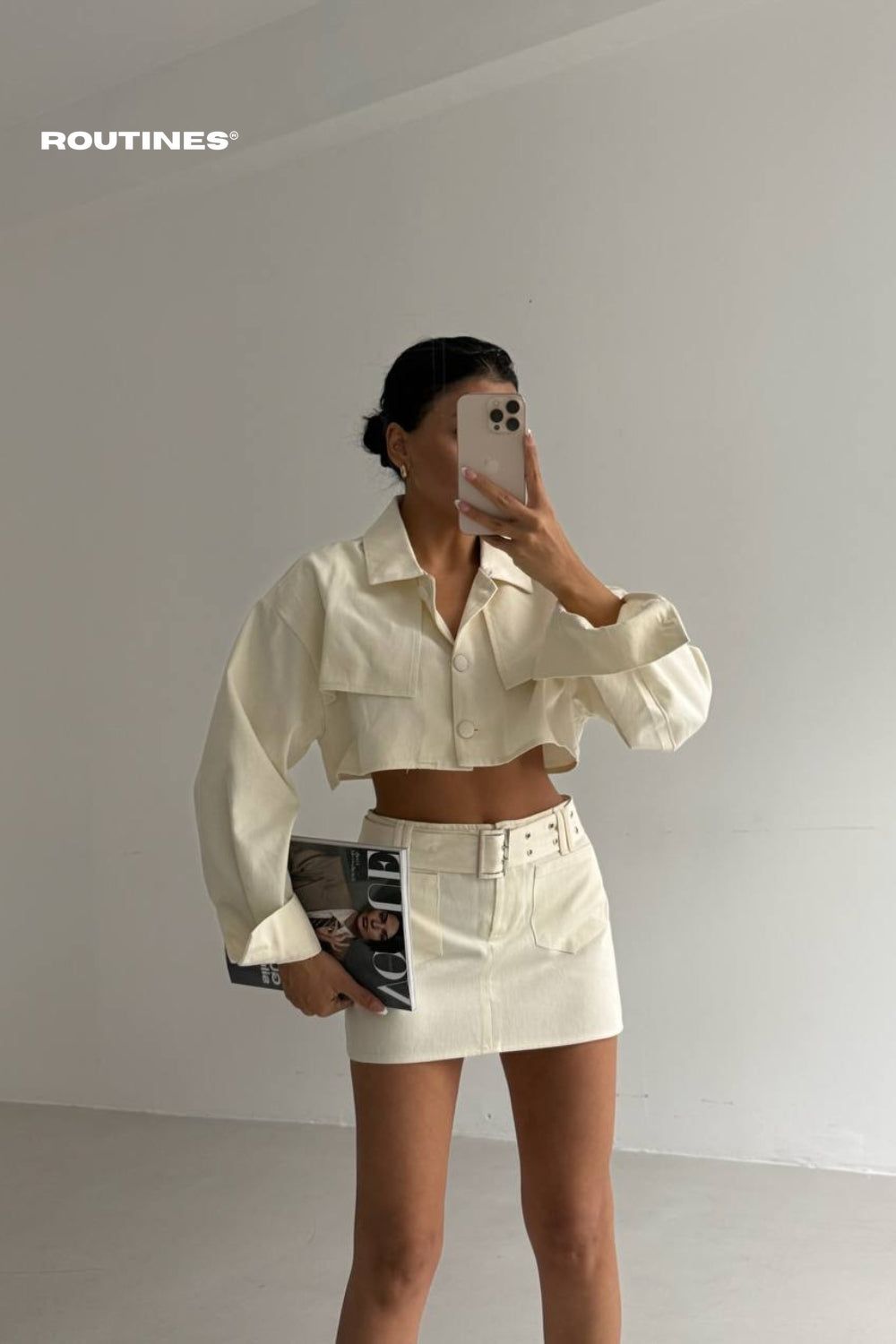 Routines Two Piece Trench Skirt Set - Beige 522020133 Set Routines Fashion