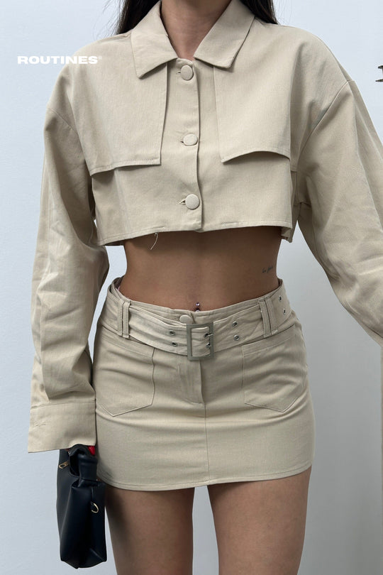 Routines Two Piece Trench Skirt Set - Camel 522020133 Set Routines Fashion