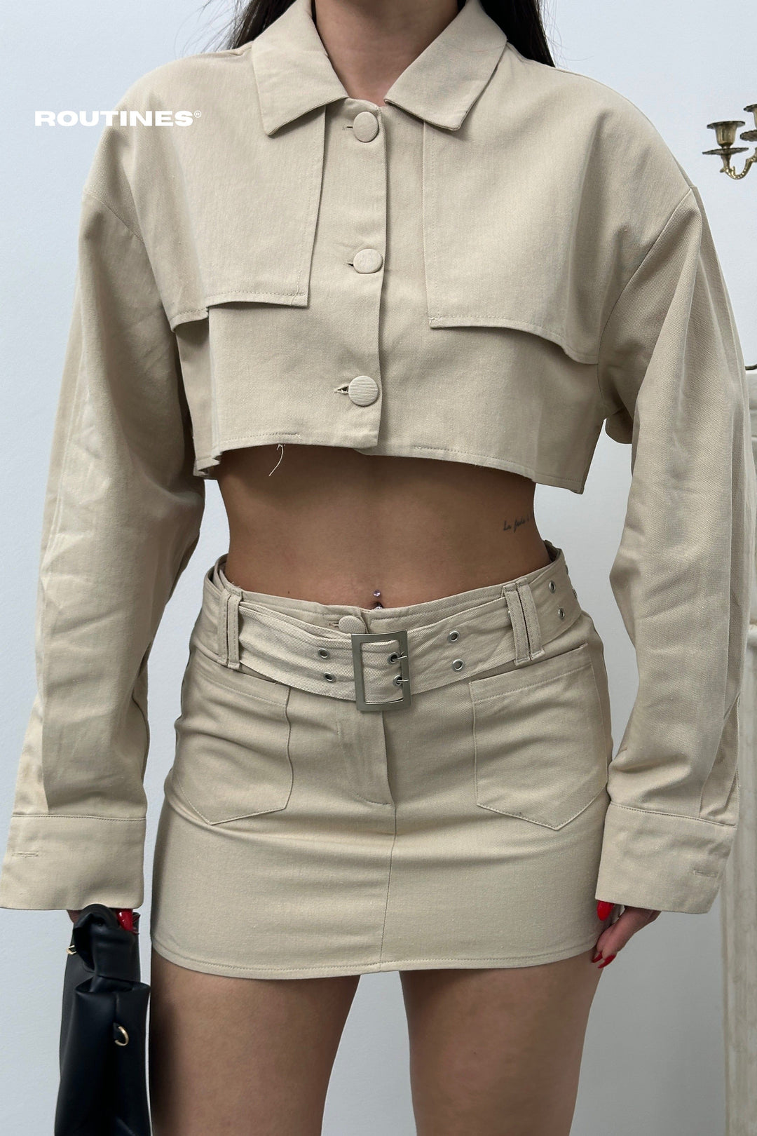 Routines Two Piece Trench Skirt Set - Camel 522020133 Set Routines Fashion