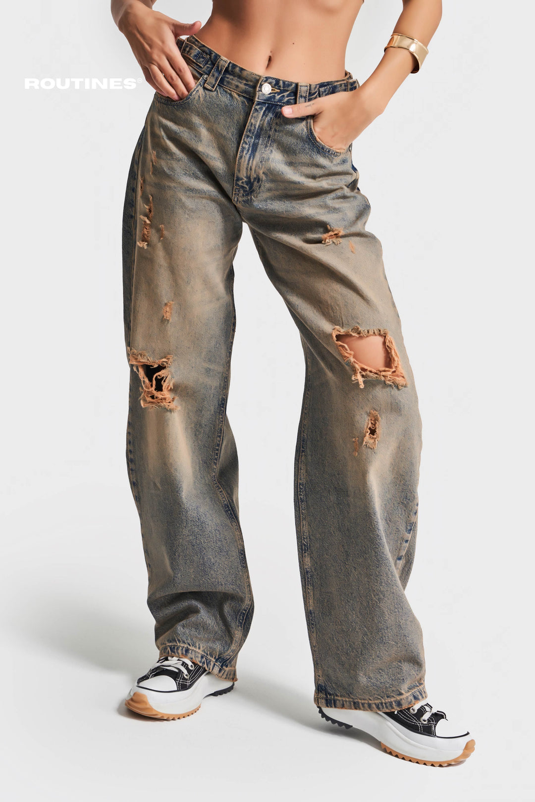 Routines Vintage Baggy Ripped Jeans 2961-10S5 Jeans Routines Fashion