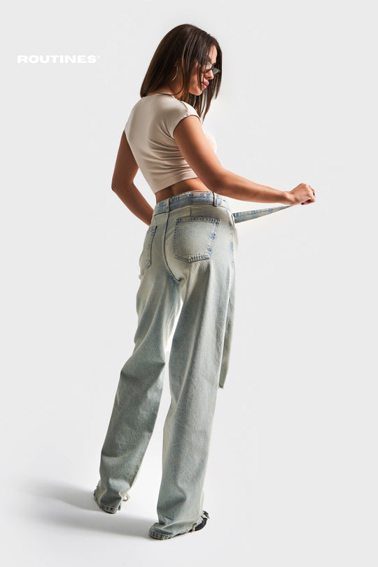 Routines Vintage Belted Straight Jeans 3670 Jeans Routines Fashion