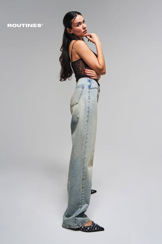 Routines Vintage Belted Straight Jeans 3866 Jeans Routines Fashion