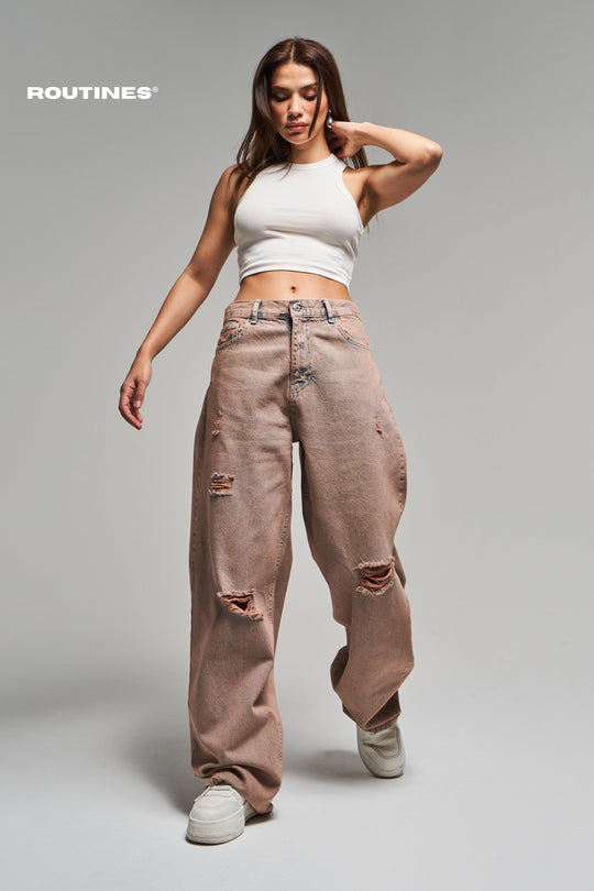 Routines Vintage Loose Ripped Straight Jeans 3259 Jeans Routines Fashion
