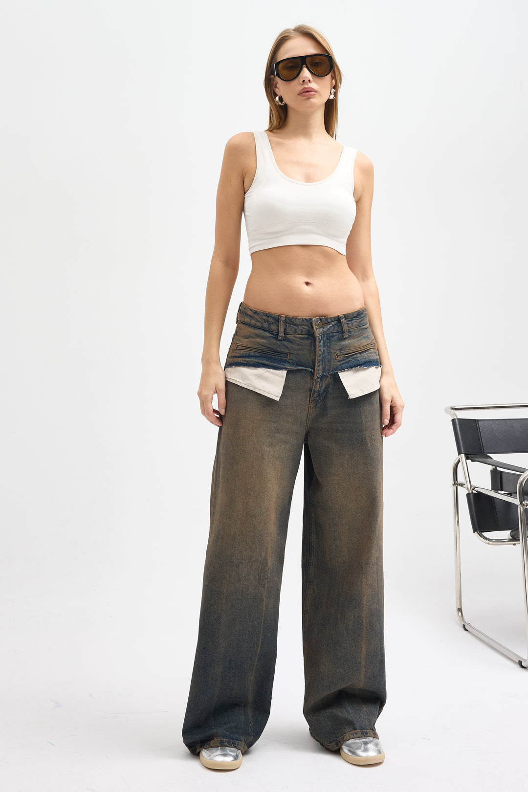 Routines Vintage Pocket Detail Baggy Jeans 4399