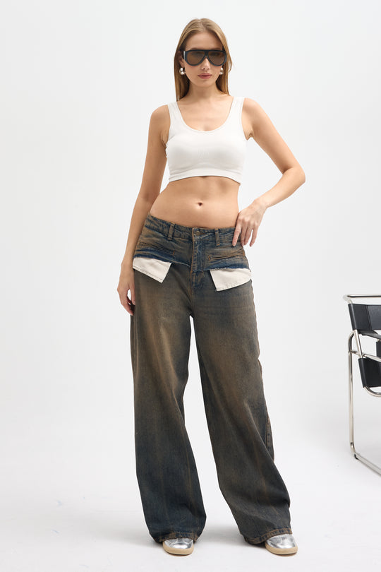 Routines Vintage Pocket Detail Baggy Jeans 4399