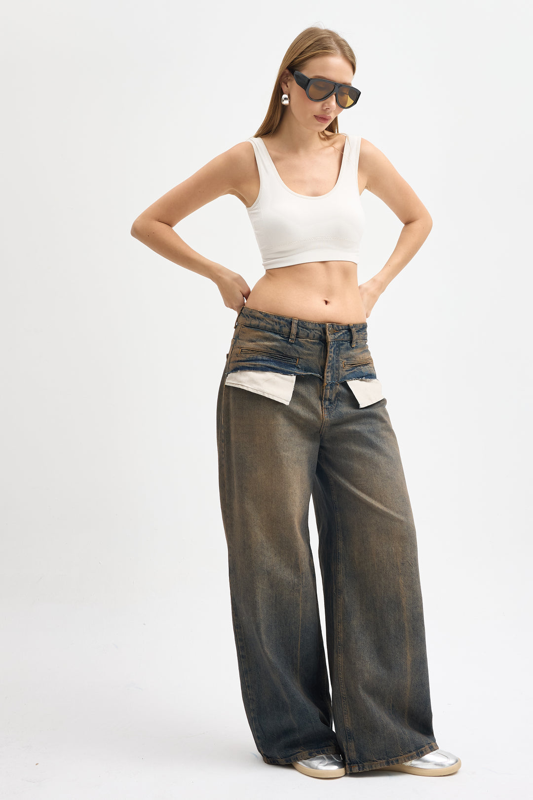 Routines Vintage Pocket Detail Baggy Jeans 4399