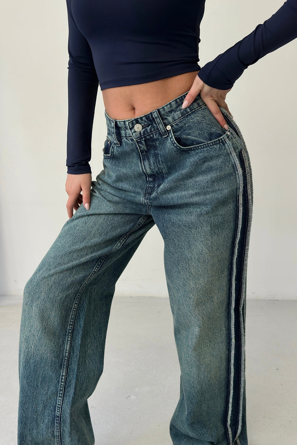 Routines Vintage Seam Striped Jeans 1386-1