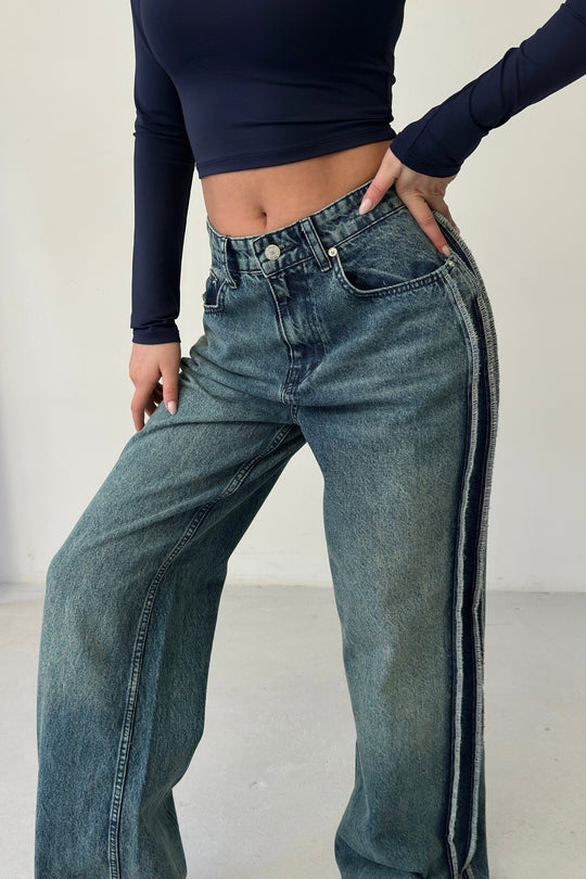 Routines Vintage Seam Striped Jeans 1386-1