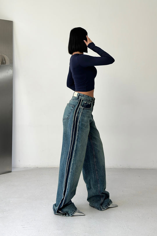 Routines Vintage Seam Striped Jeans 1386-1