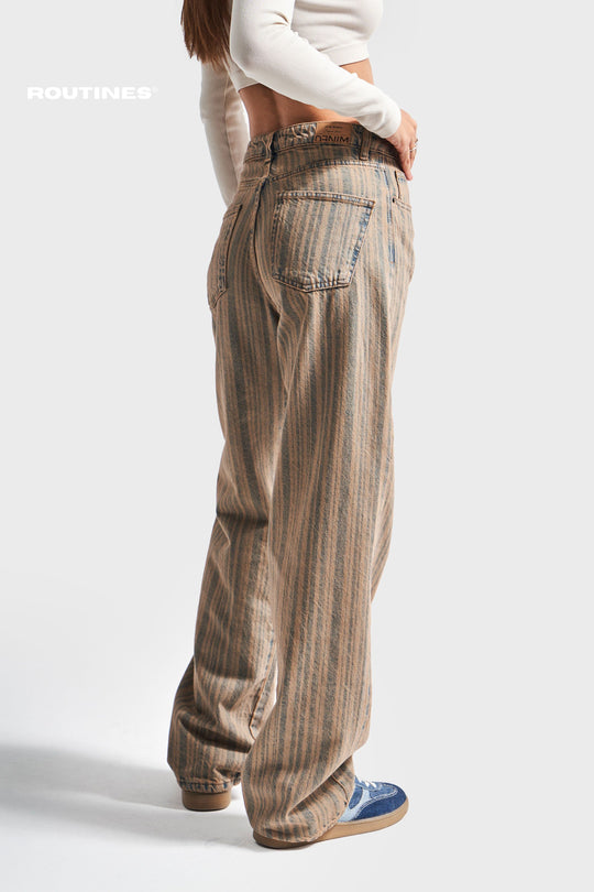 Routines Vintage Striped Straight Jeans 3503 Jeans Routines Fashion