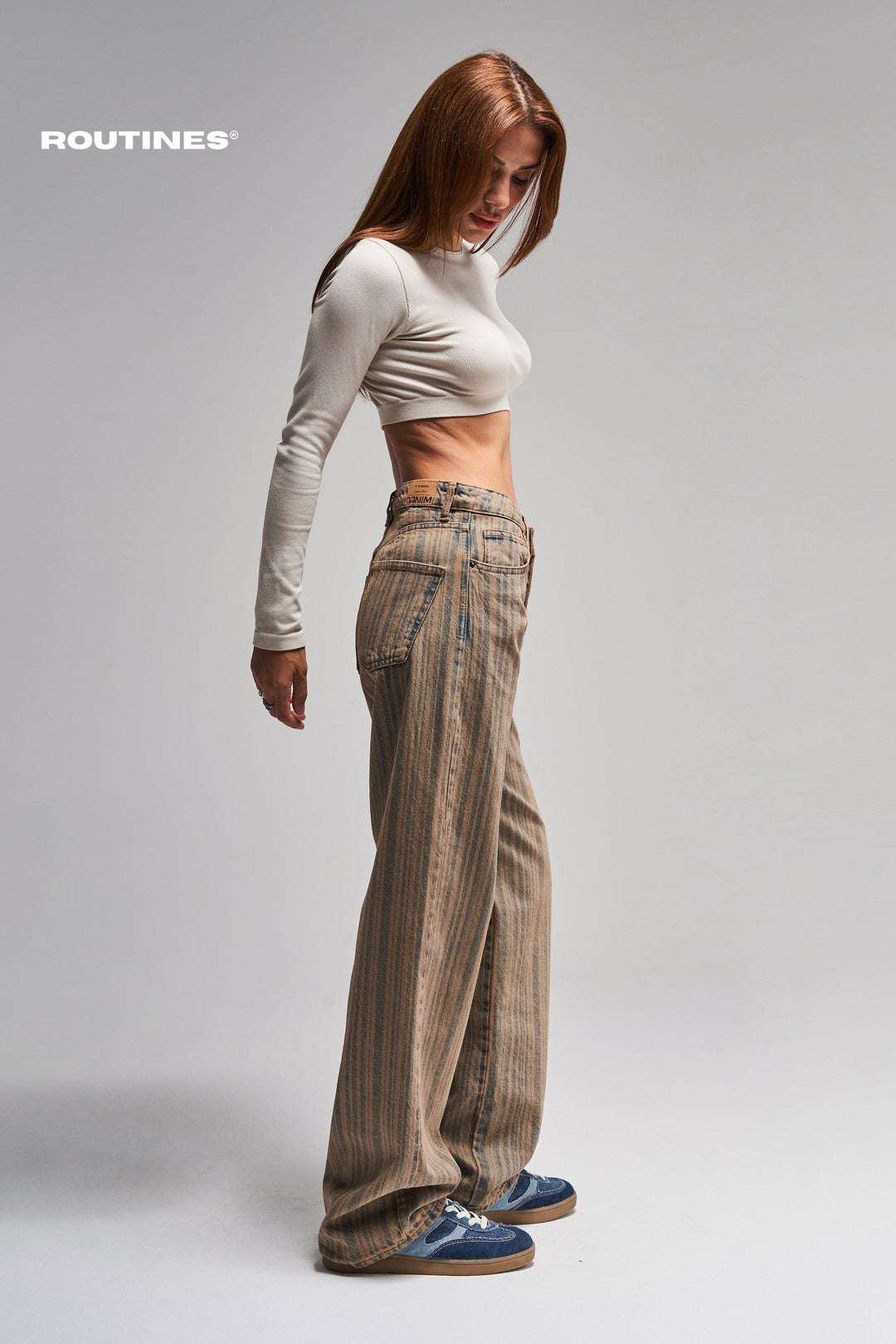 Routines Vintage Striped Straight Jeans 3503 Jeans Routines Fashion