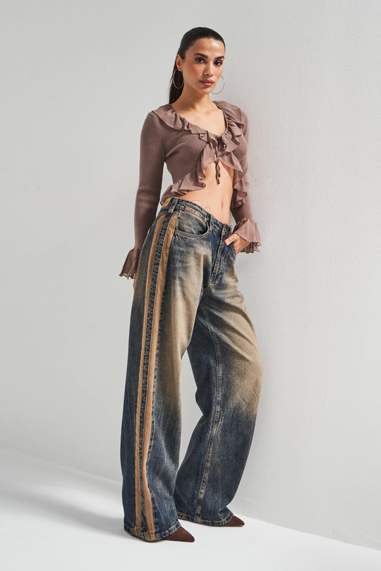 Routines Vintage Striped Straight Jeans 4307 Jeans Routines Fashion