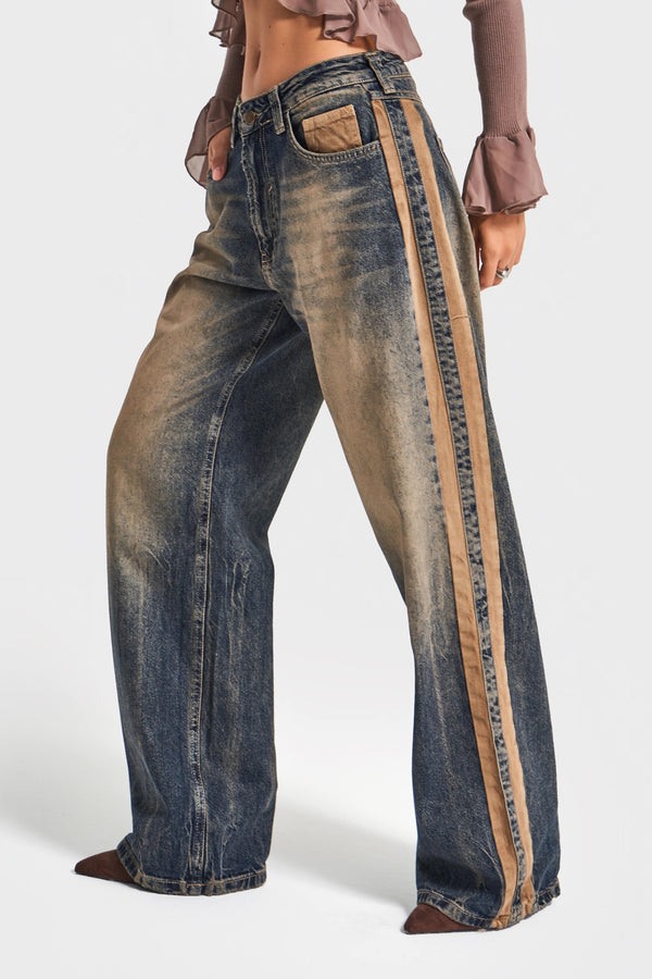 Routines Vintage Striped Straight Jeans 4307 Jeans Routines Fashion