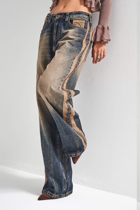 Routines Vintage Striped Straight Jeans 4307 Jeans Routines Fashion