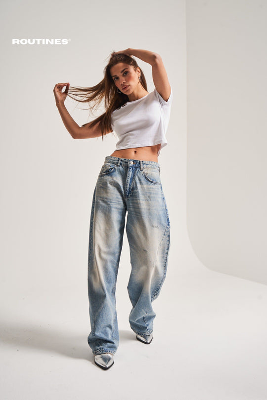 Routines Washed Baggy Jeans - Blue 3566 Jeans Routines Fashion