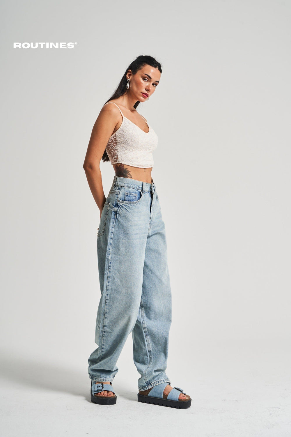 Routines Washed Baggy Jeans 3418-2S5 Jeans Routines Fashion
