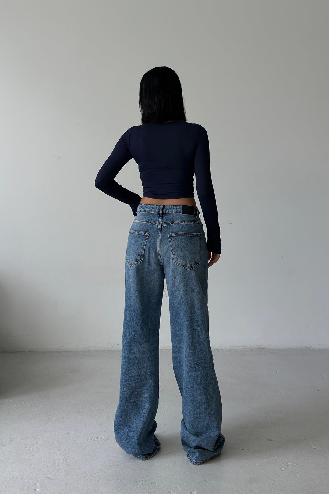 Routines Washed Cross Button Jeans - Dark Blue 1395-23 Jeans Routines Fashion