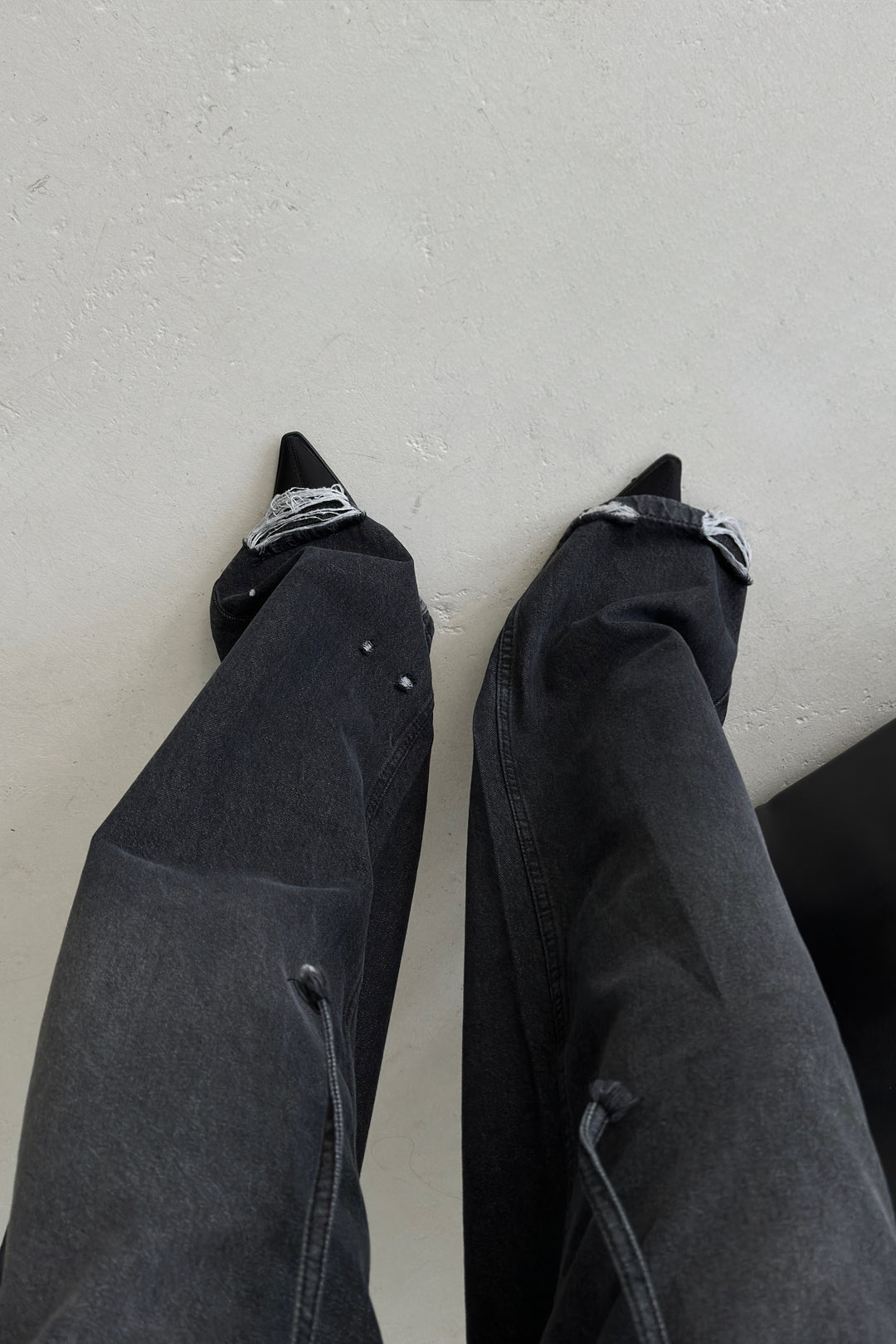 Routines Washed Drawstring Jeans - Anthracite 3652 Jeans Routines Fashion