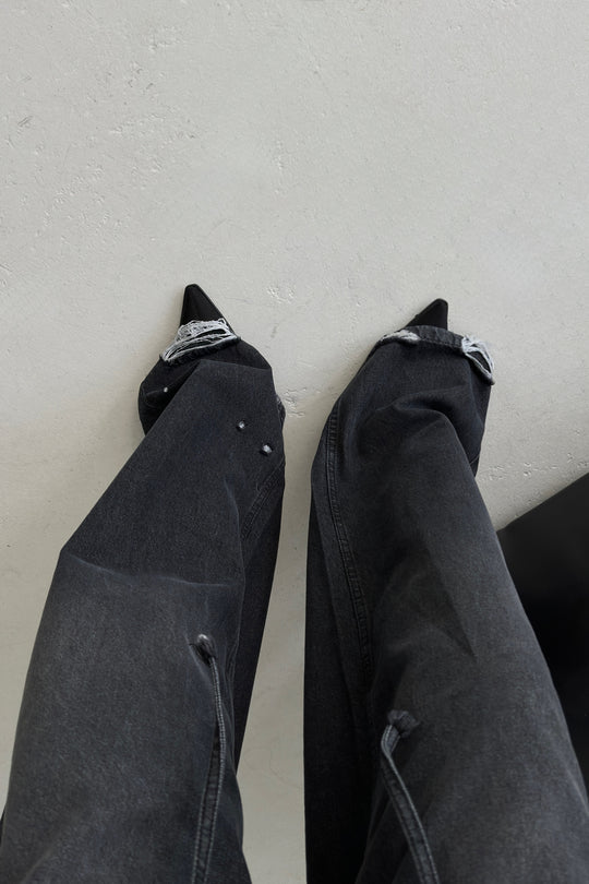 Routines Washed Drawstring Jeans - Anthracite 3652 Jeans Routines Fashion