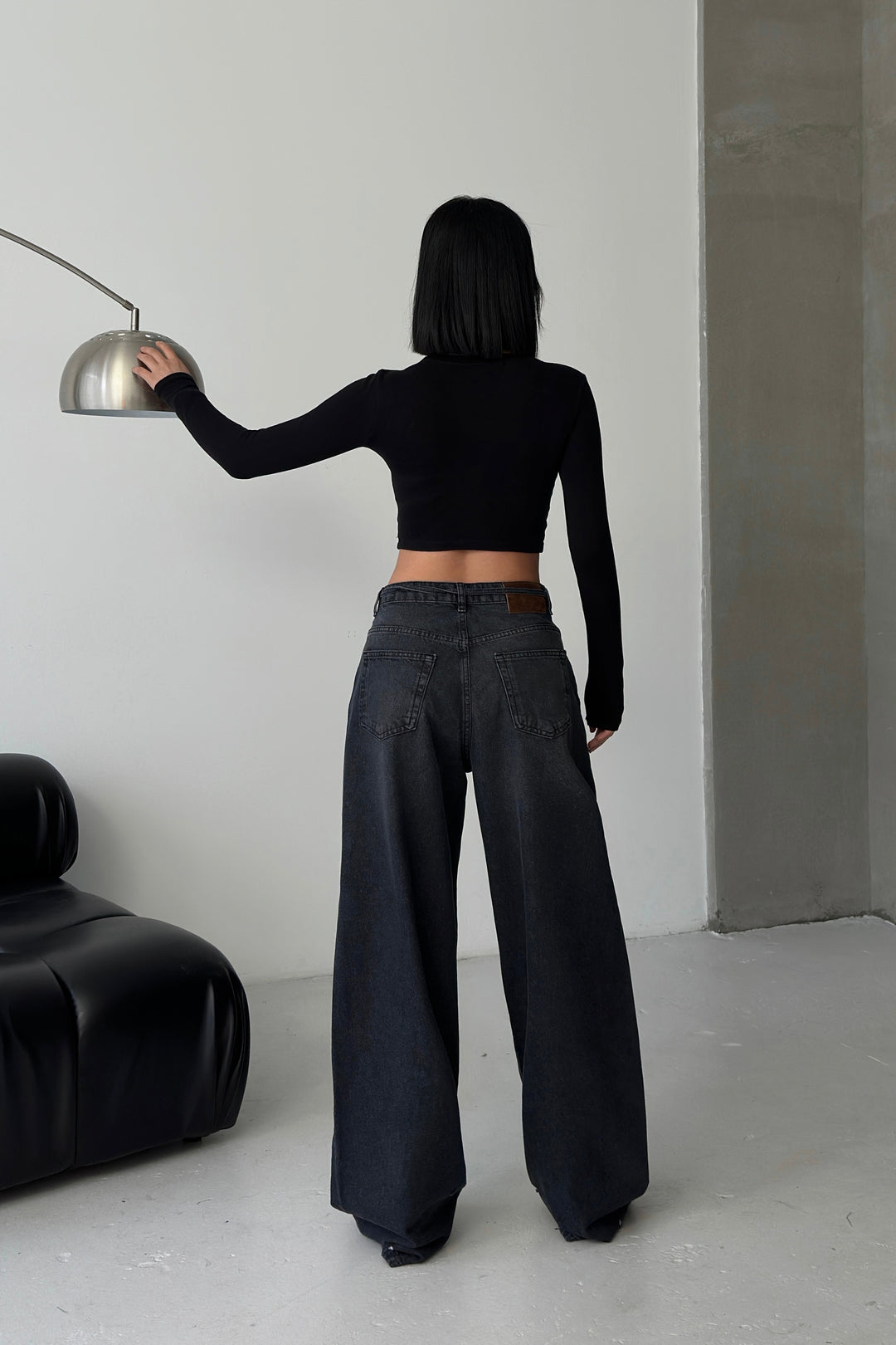 Routines Washed Drawstring Jeans - Anthracite 3652 Jeans Routines Fashion