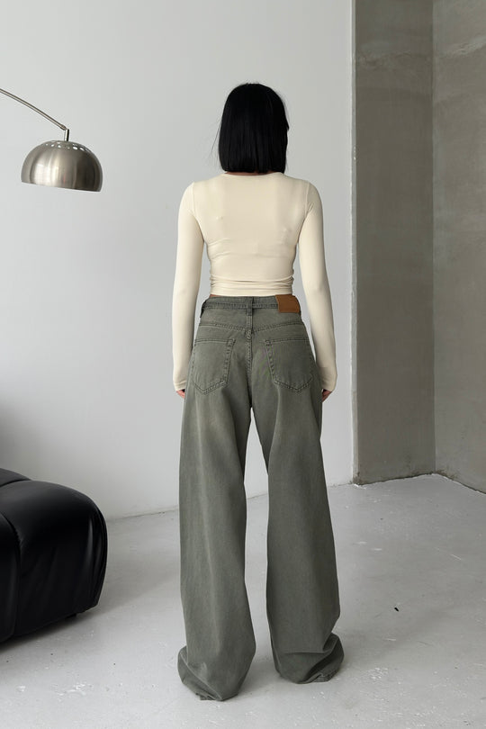 Routines Washed Drawstring Jeans - Army Green 3699 Jeans Routines Fashion