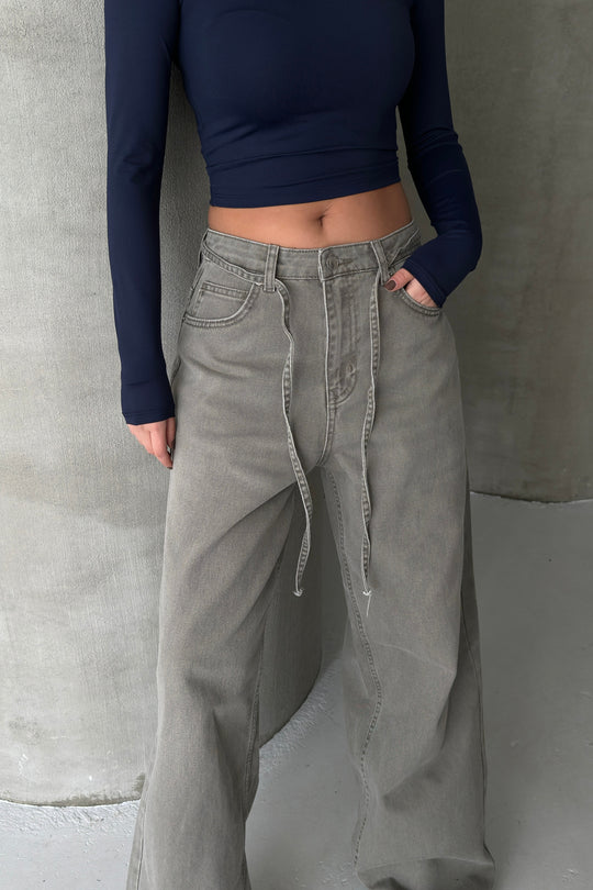 Routines Washed Drawstring Jeans - Ash Grey 3595 Jeans Routines Fashion