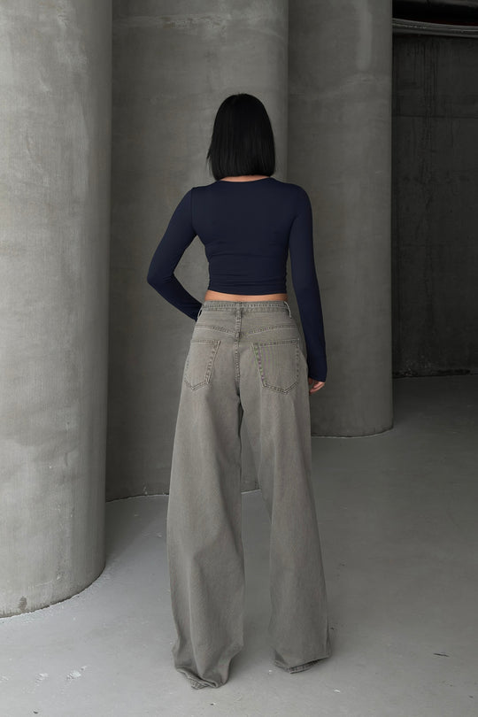 Routines Washed Drawstring Jeans - Ash Grey 3595 Jeans Routines Fashion