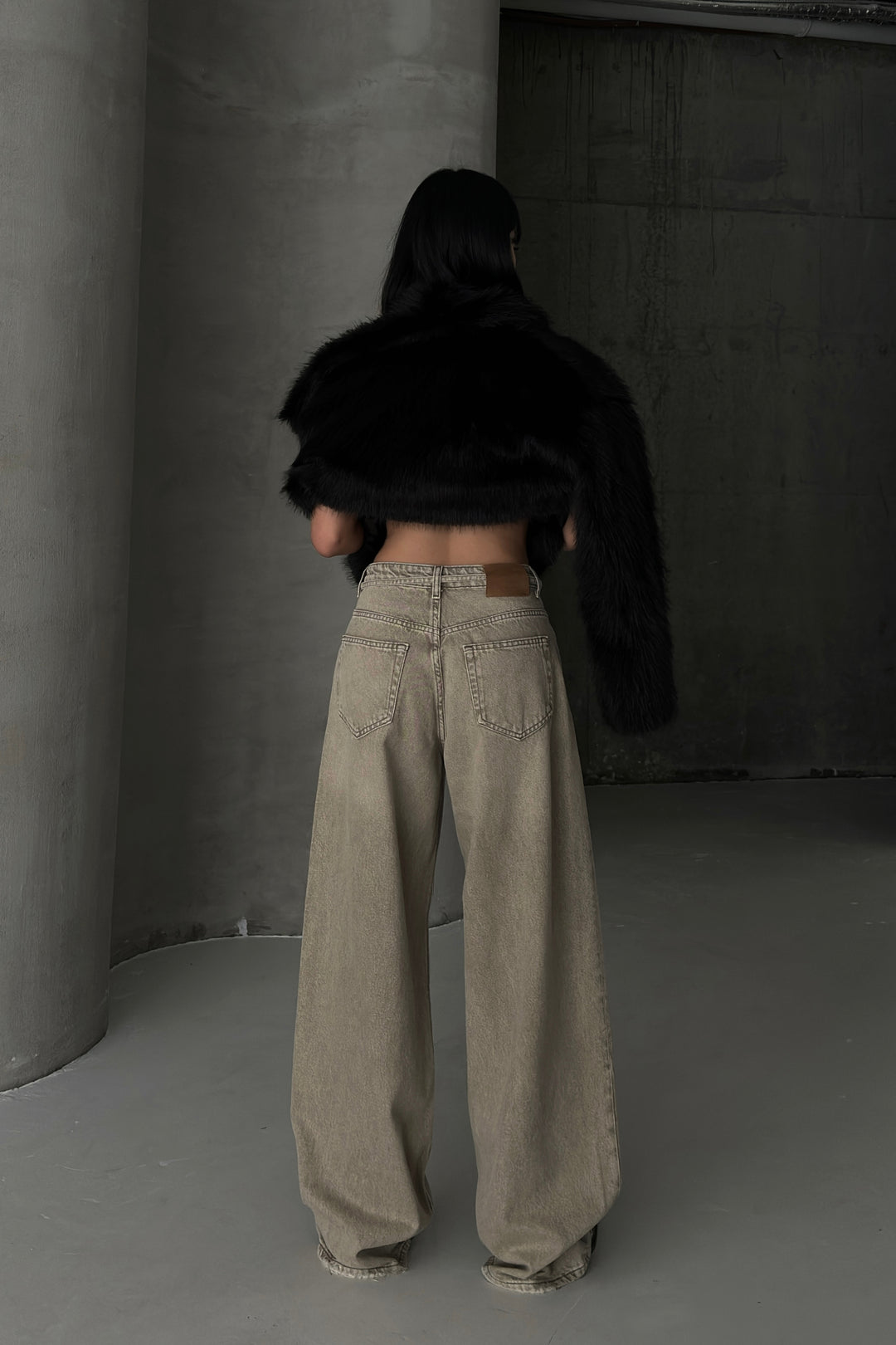 Routines Washed Drawstring Jeans - Beige 3678 Jeans Routines Fashion