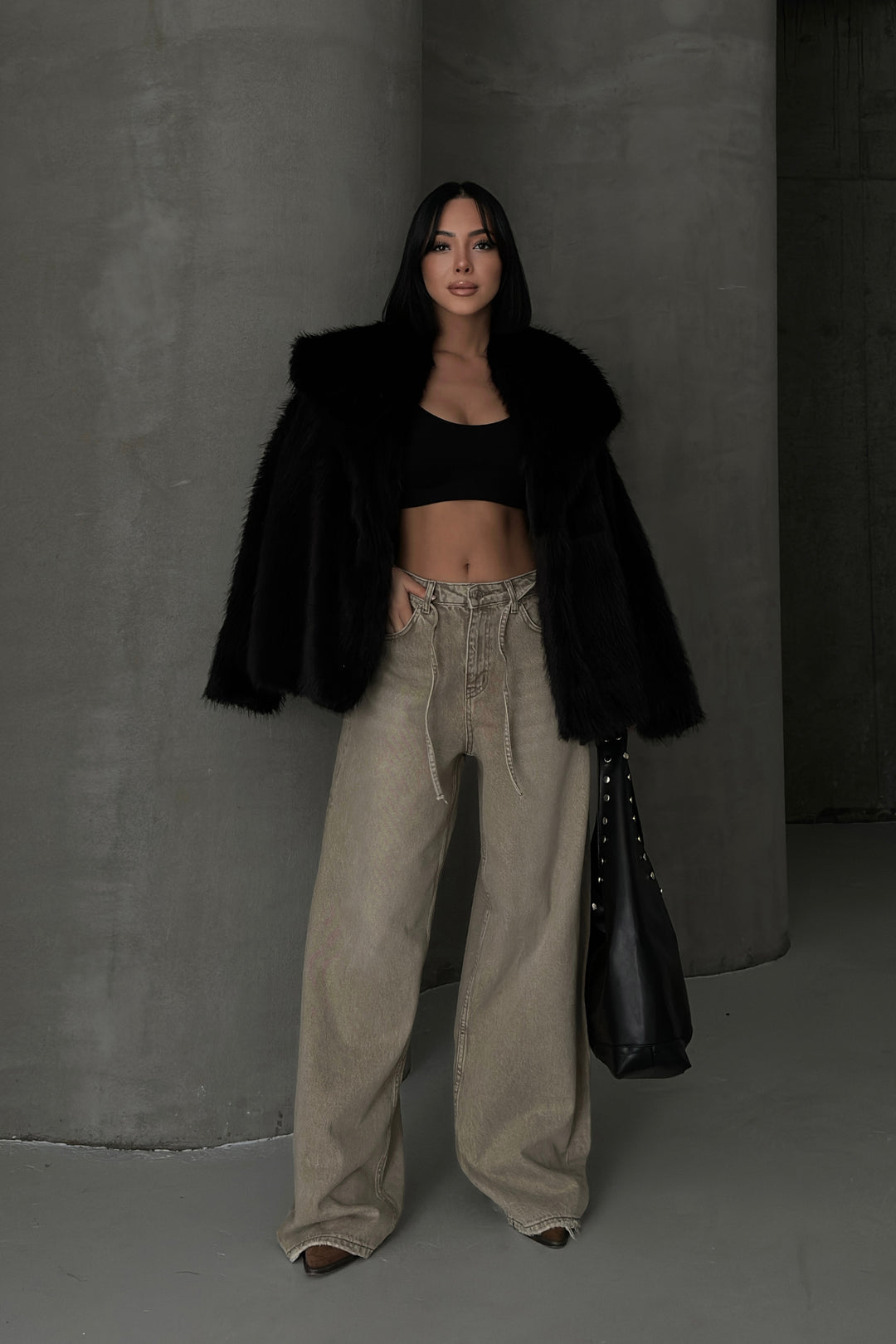 Routines Washed Drawstring Jeans - Beige 3678 Jeans Routines Fashion