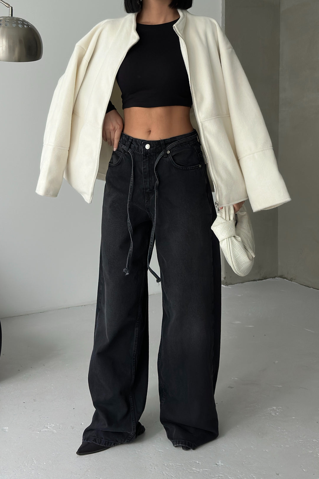 Routines Washed Drawstring Jeans - Black 3653