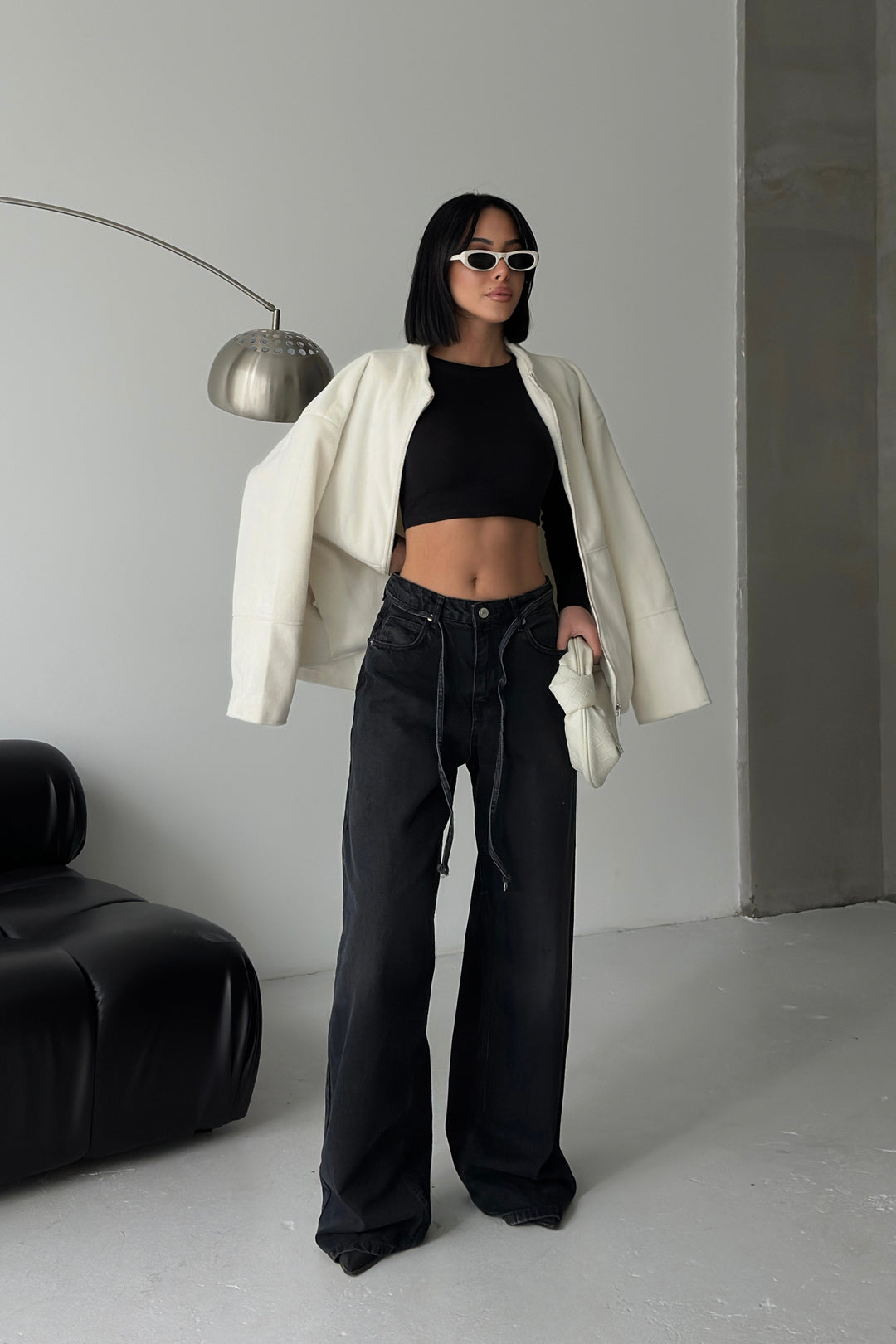 Routines Washed Drawstring Jeans - Black 3653