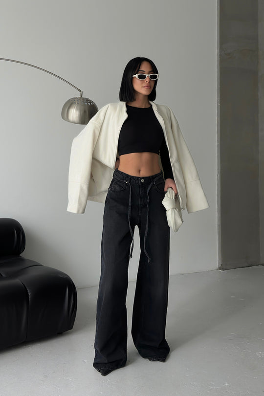 Routines Washed Drawstring Jeans - Black 3653