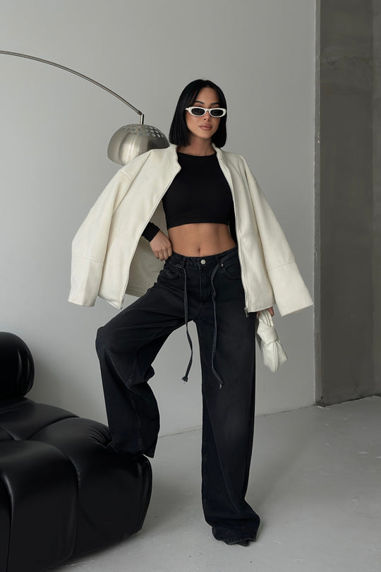 Routines Washed Drawstring Jeans - Black 3653