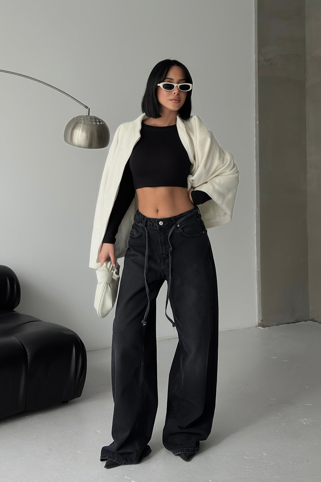 Routines Washed Drawstring Jeans - Black 3653