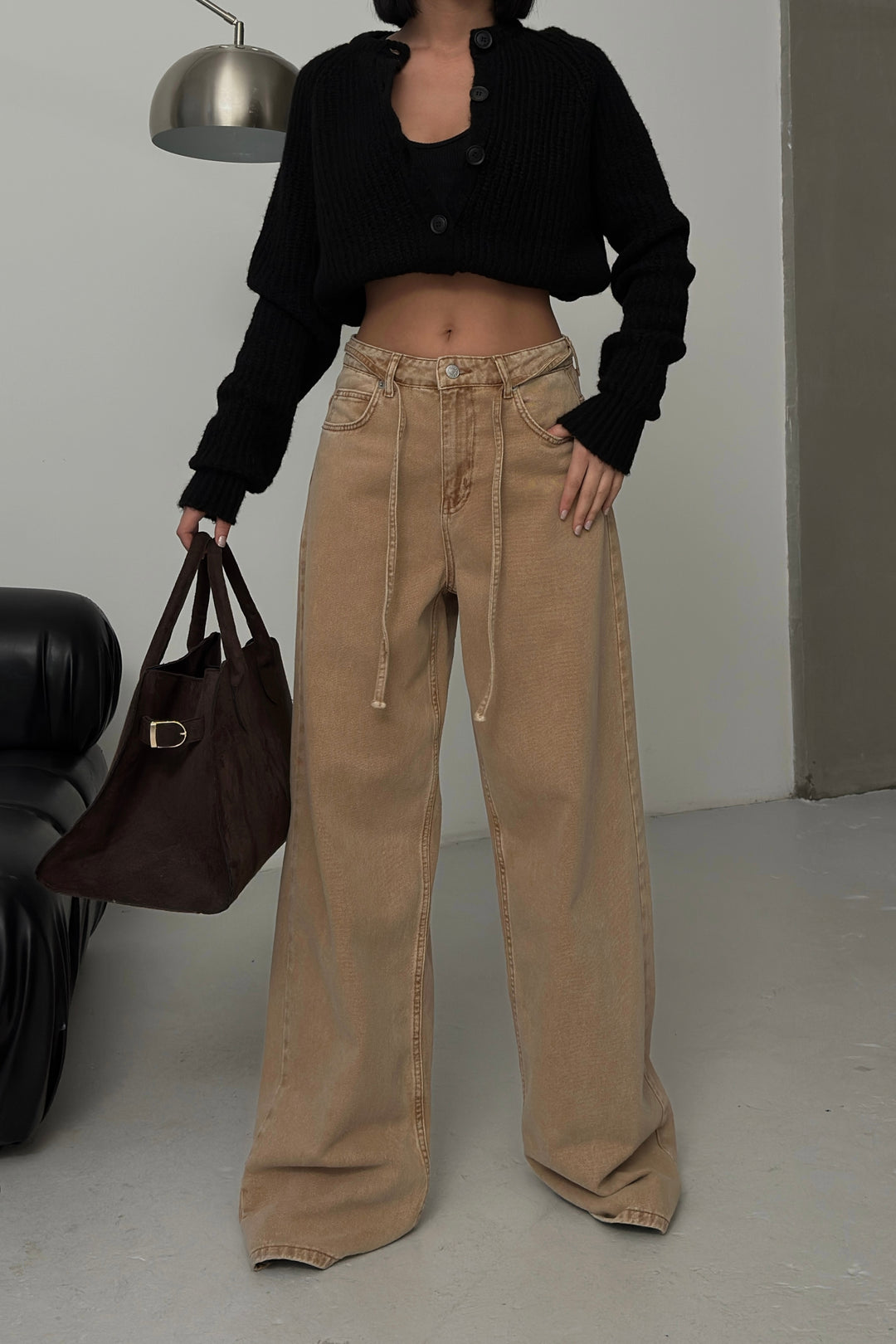 Routines Washed Drawstring Jeans - Camel 3702